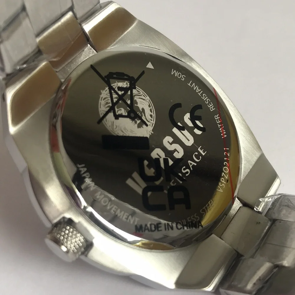 Versus Versace Silver Stainless Steel Watch with Deep Blue Dial